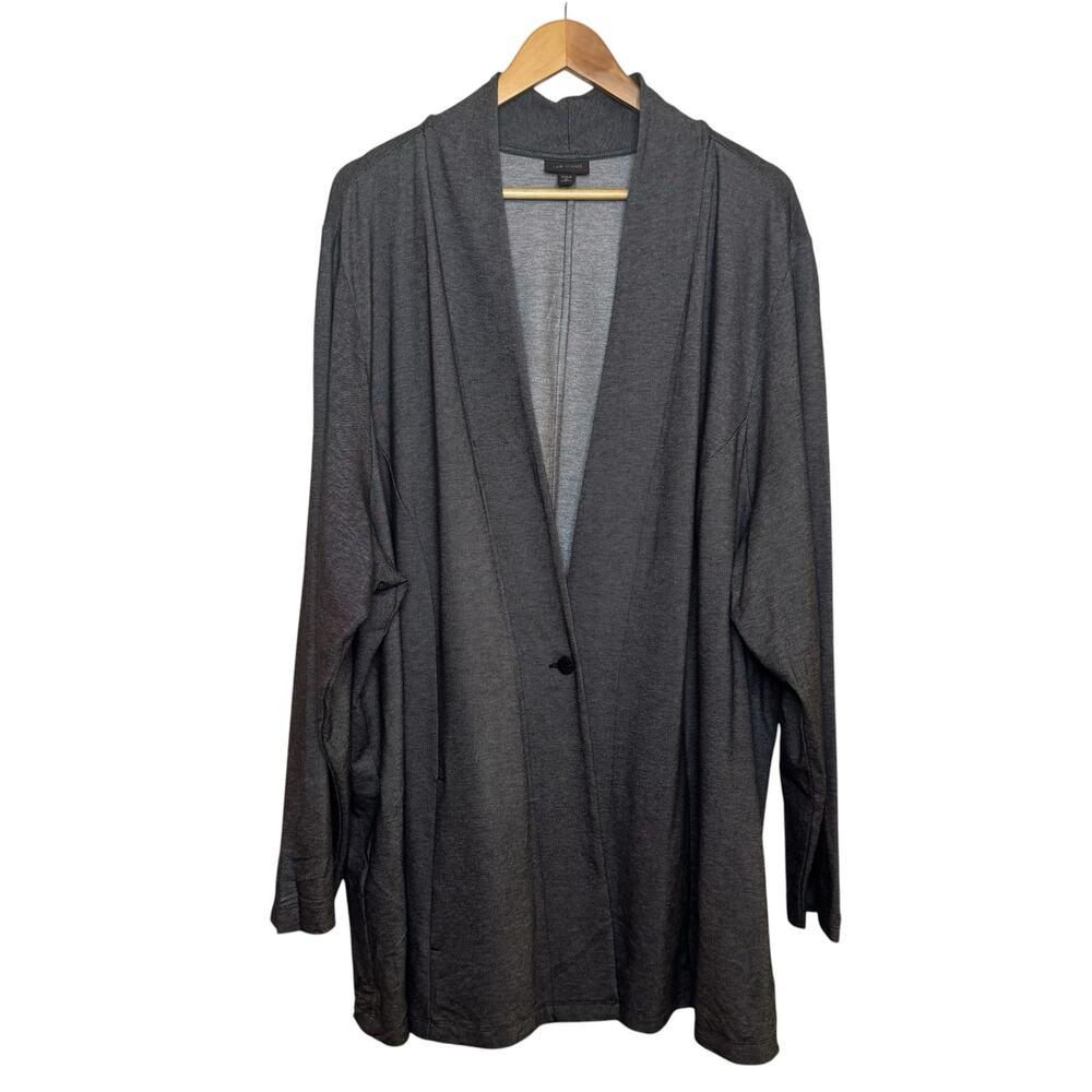 J. Jill Wearever Collection Plus Size 4X Gray Stretch Knit Single Button Blazer